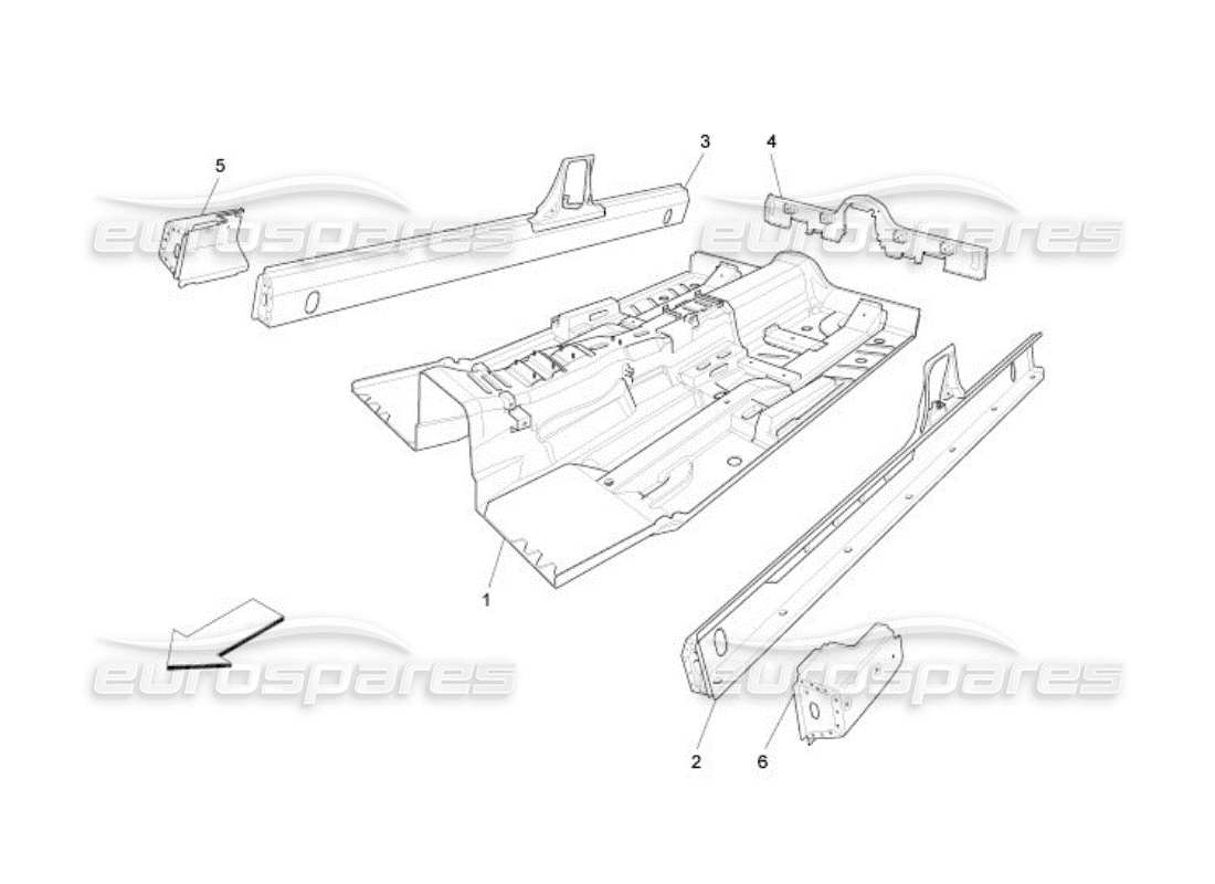 maserati qtp. (2005) 4.2 central structural frames and sheet panels part diagram