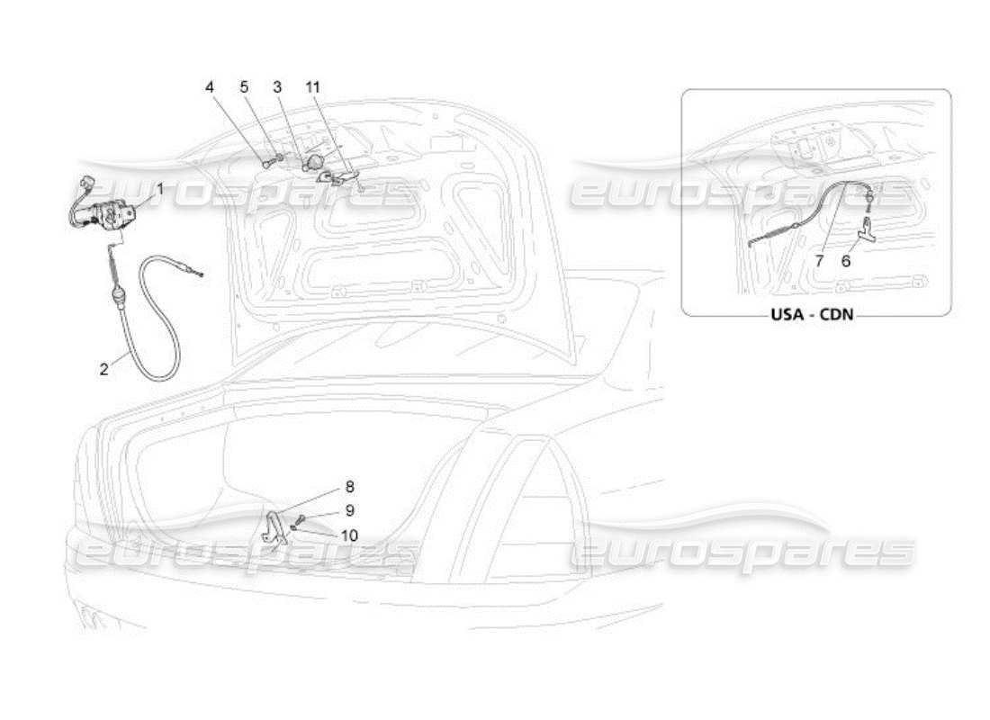 maserati qtp. (2005) 4.2 rear lid opening control part diagram