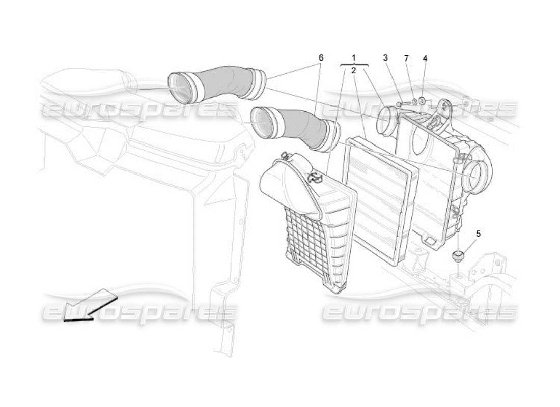 maserati qtp. (2005) 4.2 air filter, air intake and ducts part diagram