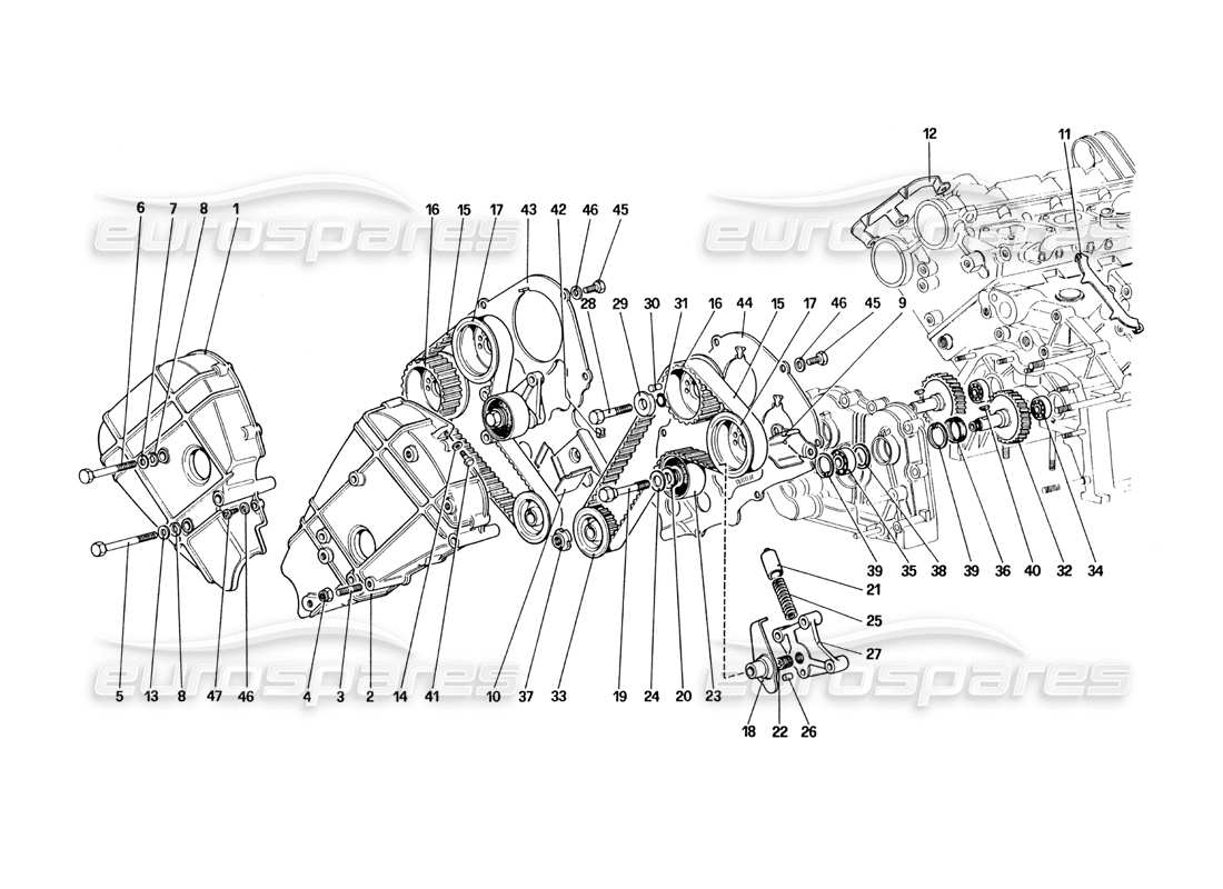 ferrari 328 (1985) timing system - controls parts diagram