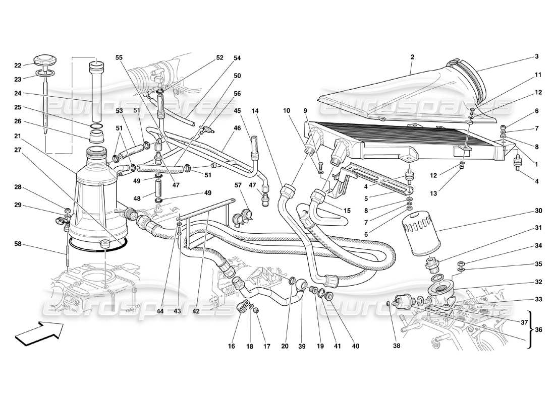 ferrari 360 challenge (2000) lubrication system and blow-by system part diagram