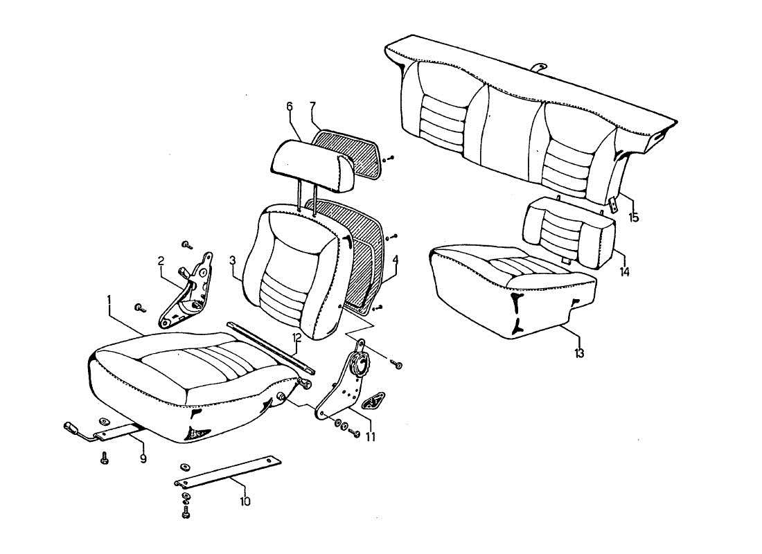 lamborghini jarama front and rear seats parts diagram
