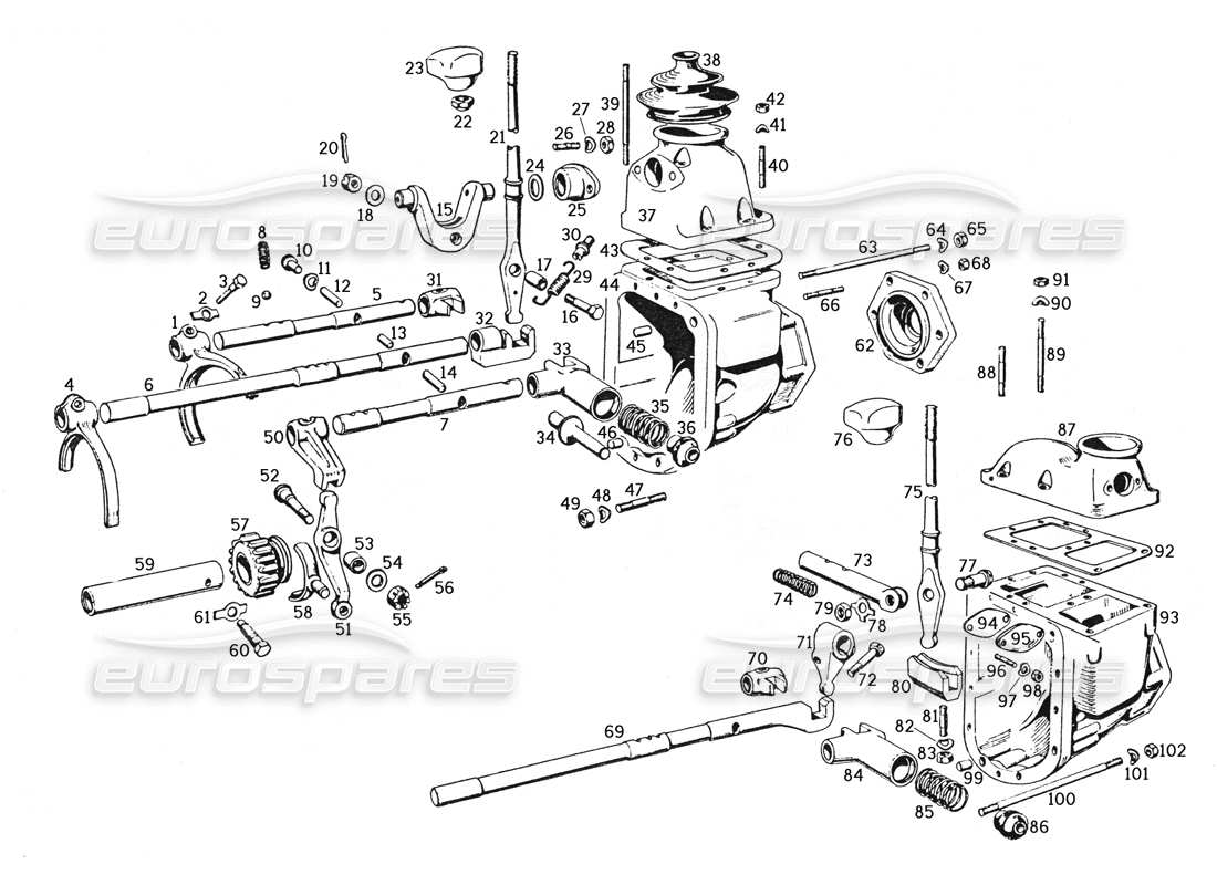 ferrari 250 gte (1957) gear control parts diagram