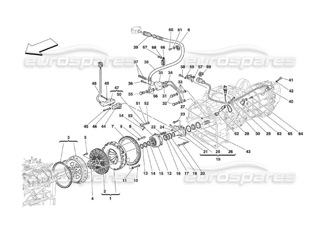 ferrari 360 challenge stradale clutch and controls parts diagram