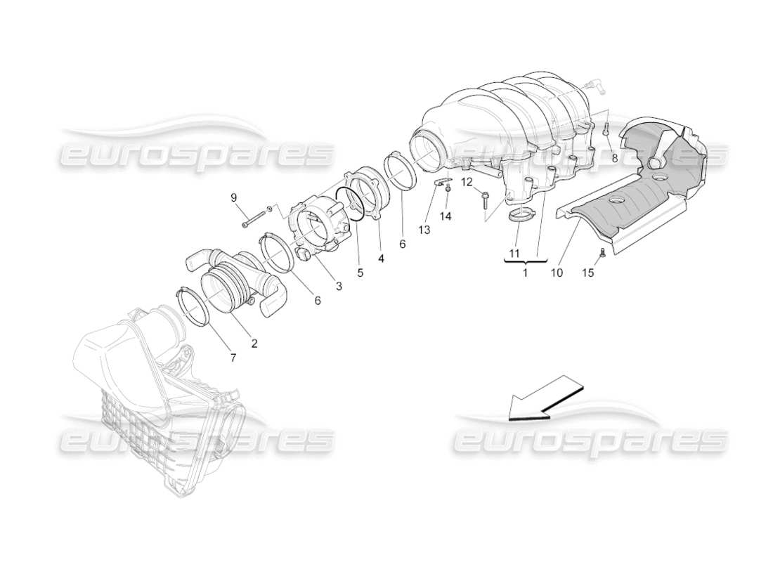 maserati grancabrio (2011) 4.7 intake manifold and throttle body part diagram