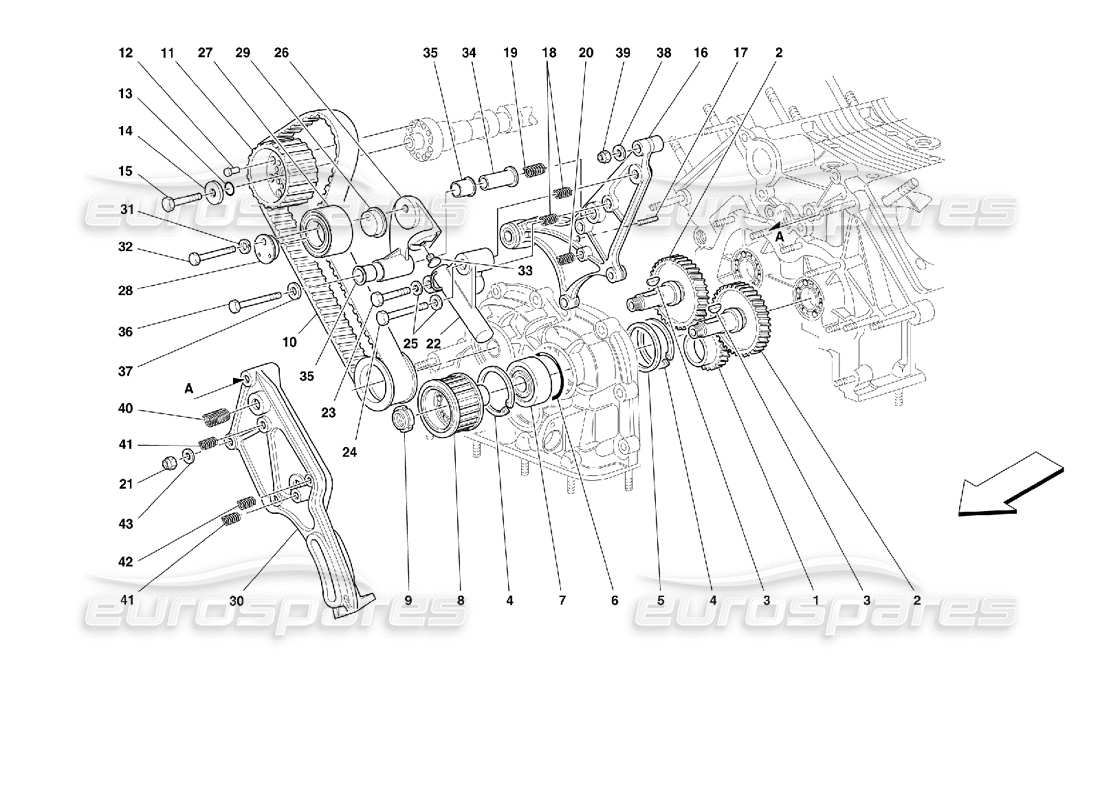 ferrari 355 (2.7 motronic) timing - controls part diagram