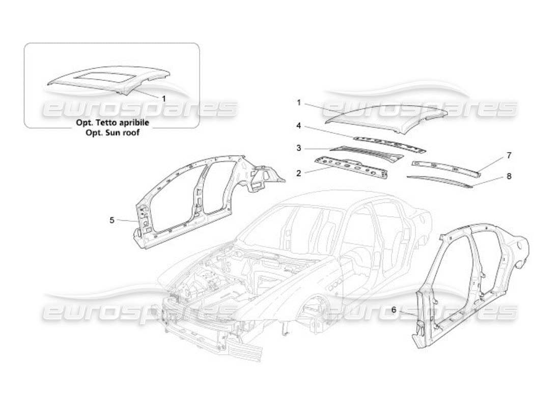 maserati qtp. (2005) 4.2 bodywork and central outer trim panels part diagram