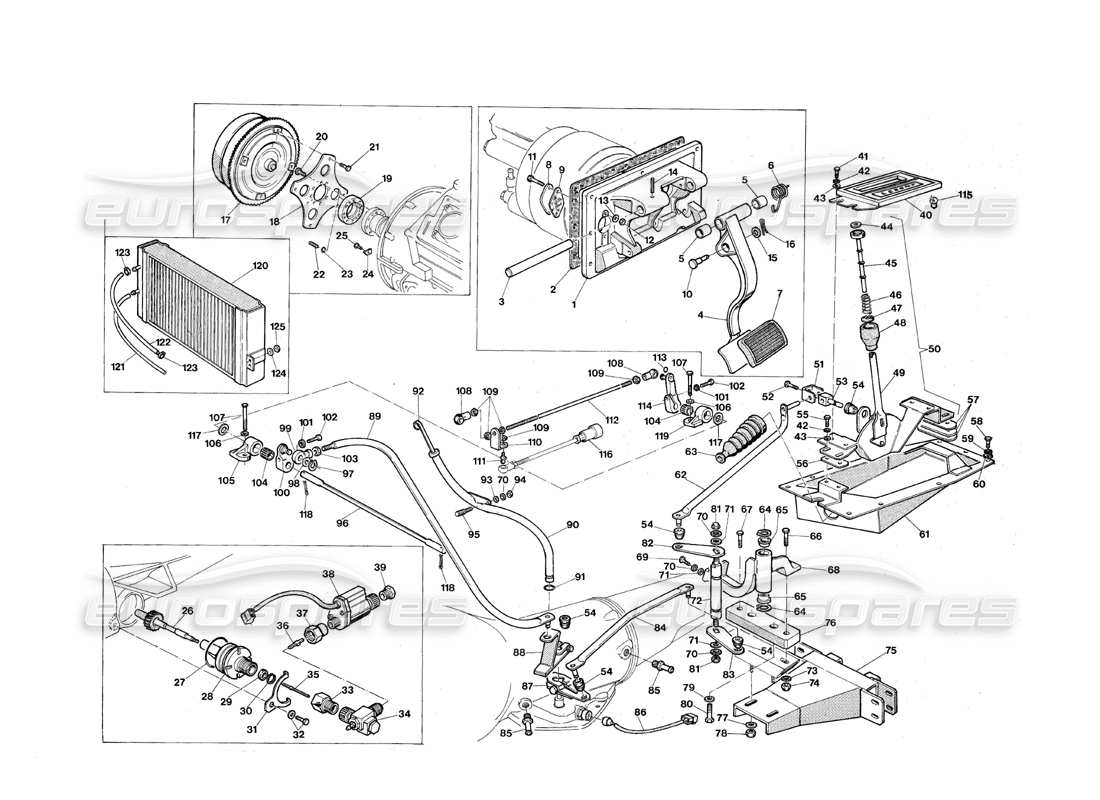 maserati qtp.v8 4.9 (s3) 1979 pedals and controls - automatic transmission part diagram