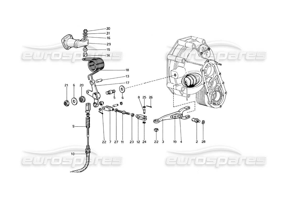 ferrari 246 dino (1975) clutch disengagement part diagram