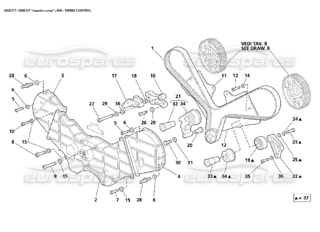 maserati 3200 gt/gta/assetto corsa timing control parts diagram