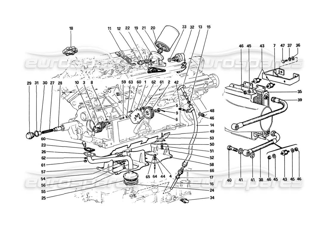 ferrari 308 gtb (1980) lubrification system (308 gts and aus) parts diagram