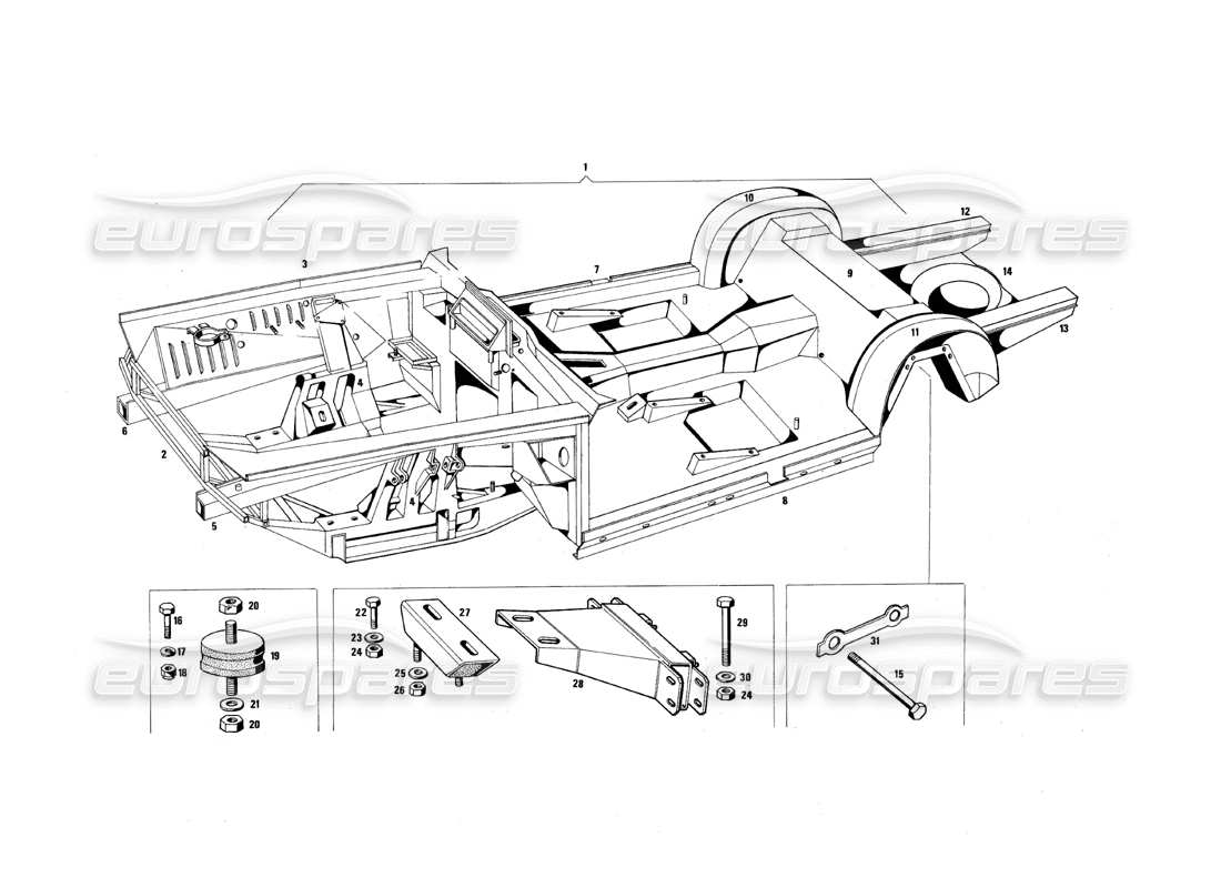 maserati qtp.v8 4.9 (s3) 1979 frame part diagram