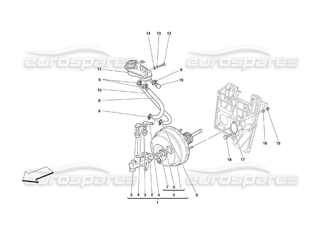 ferrari 360 challenge (2000) brakes hydraulic controls part diagram