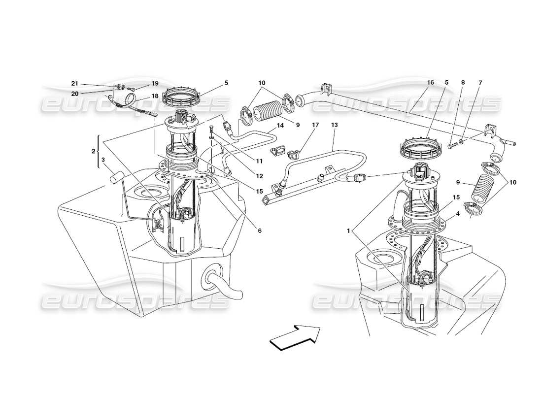 ferrari 430 challenge (2006) fuel pumps and pipes parts diagram