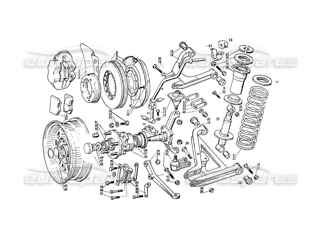 maserati qtp.v8 4.9 (s3) 1979 front suspension part diagram