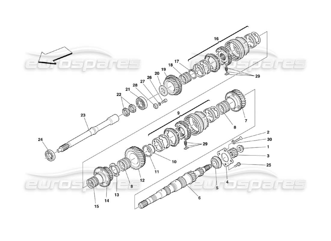 ferrari 360 challenge stradale main shaft gears parts diagram