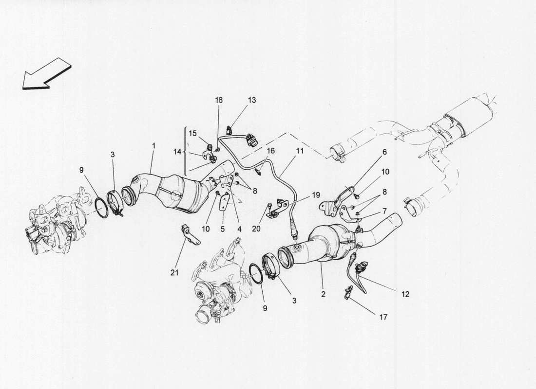 maserati qtp. v6 3.0 bt 410bhp 2wd 2017 pre-catalytic converters and catalytic converters part diagram