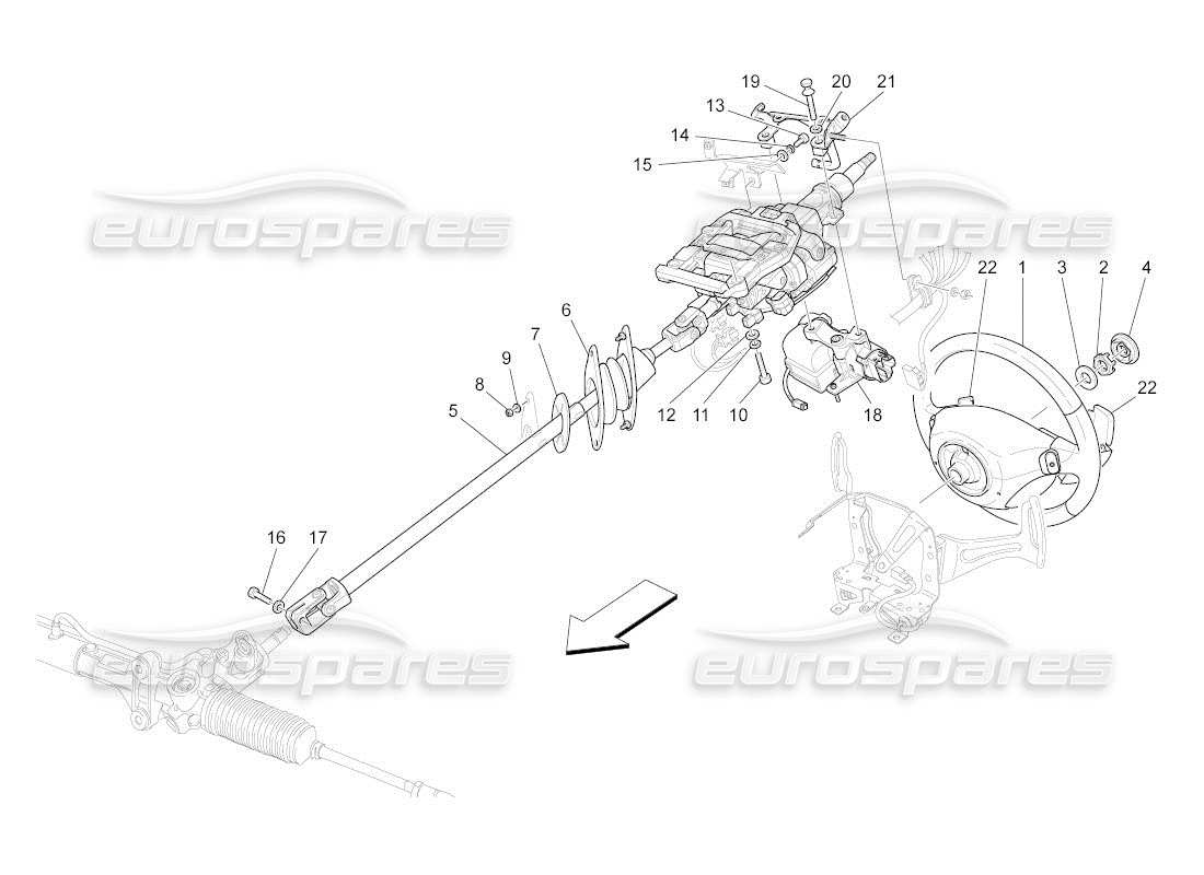 maserati qtp. (2011) 4.7 auto steering column and steering wheel unit parts diagram