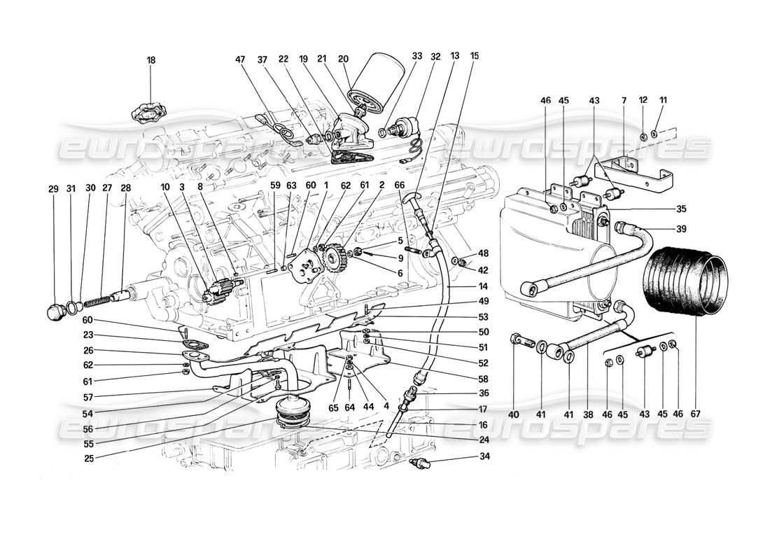 ferrari 308 (1981) gtbi/gtsi lubrication system parts diagram