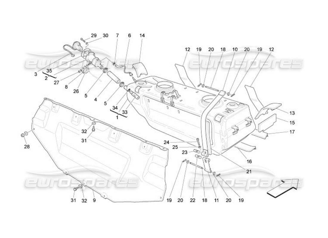 maserati qtp. (2005) 4.2 fuel tank part diagram