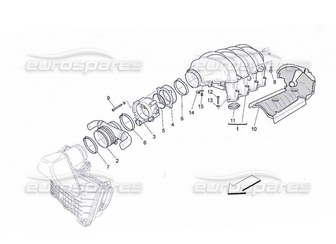 maserati qtp. (2010) 4.2 intake manifold and throttle body parts diagram