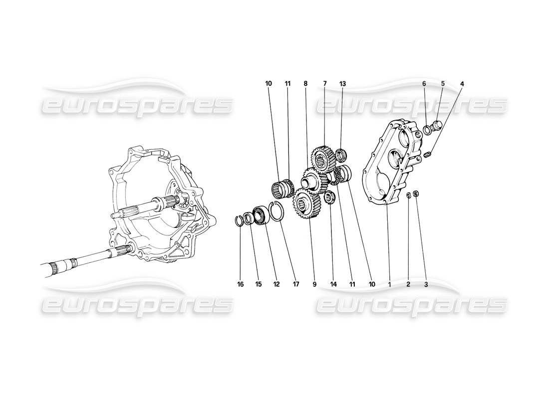 ferrari 308 (1981) gtbi/gtsi gearbox transmission parts diagram