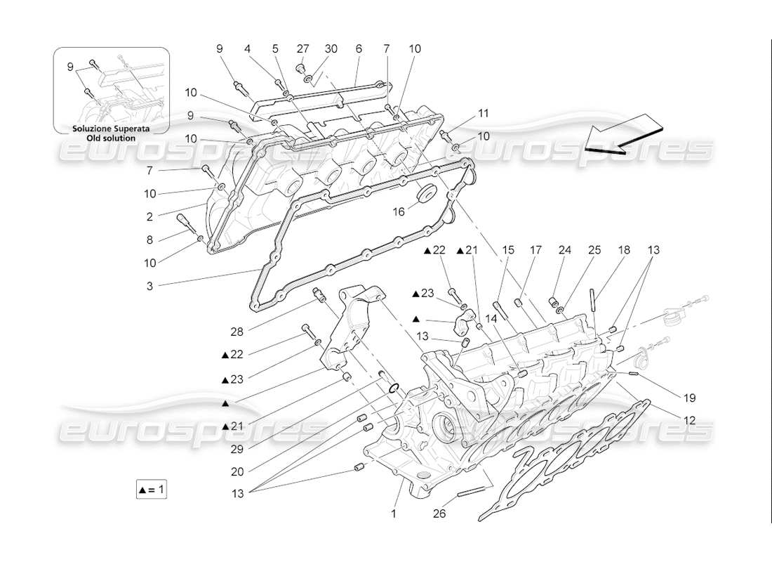 maserati qtp. (2006) 4.2 f1 rh cylinder head parts diagram