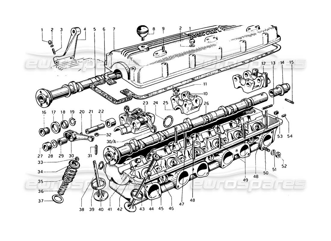 ferrari 275 gtb/gts 2 cam cylinder head parts diagram