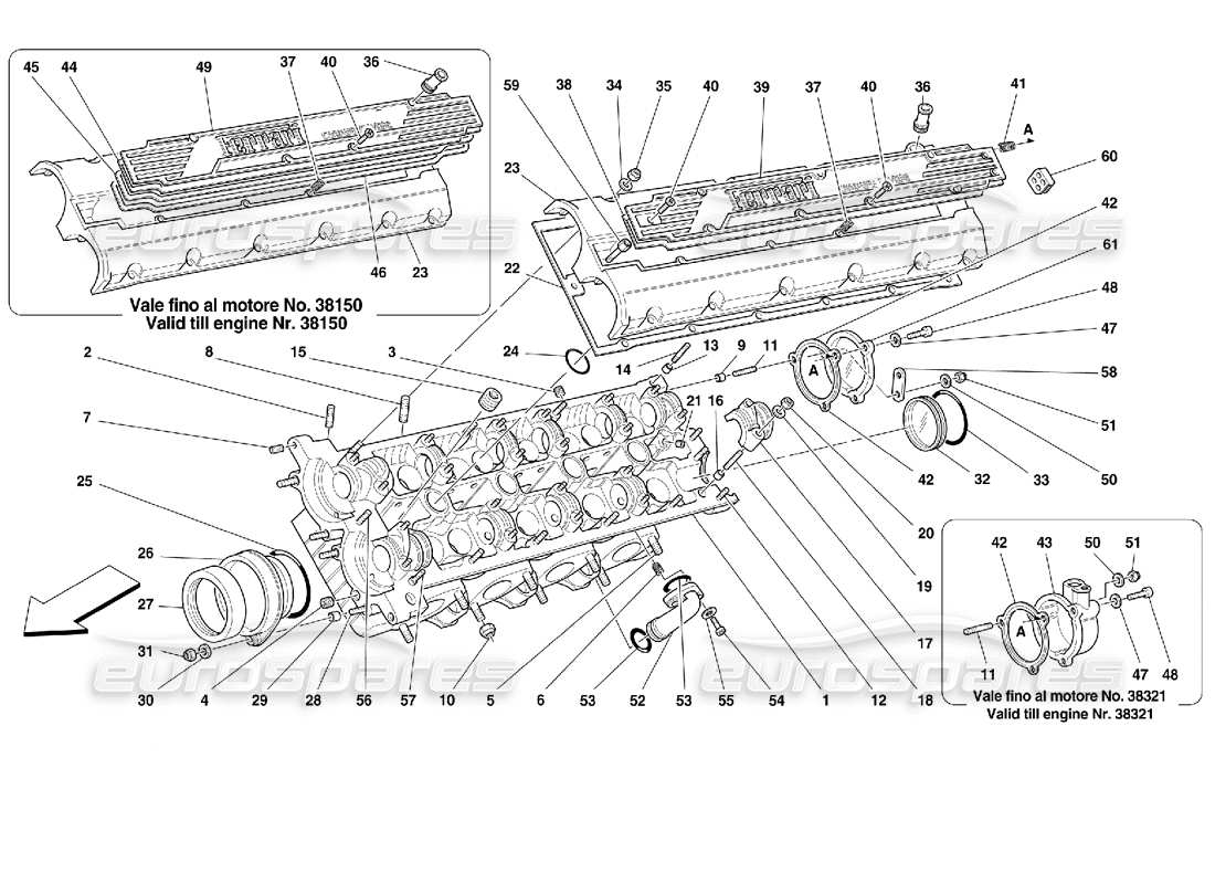 ferrari 355 (2.7 motronic) lh cylinder head part diagram