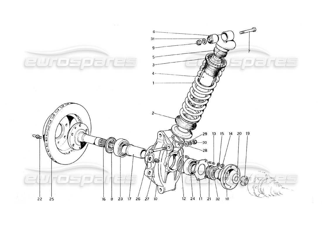 ferrari 308 gt4 dino (1979) rear suspension - wishbones part diagram