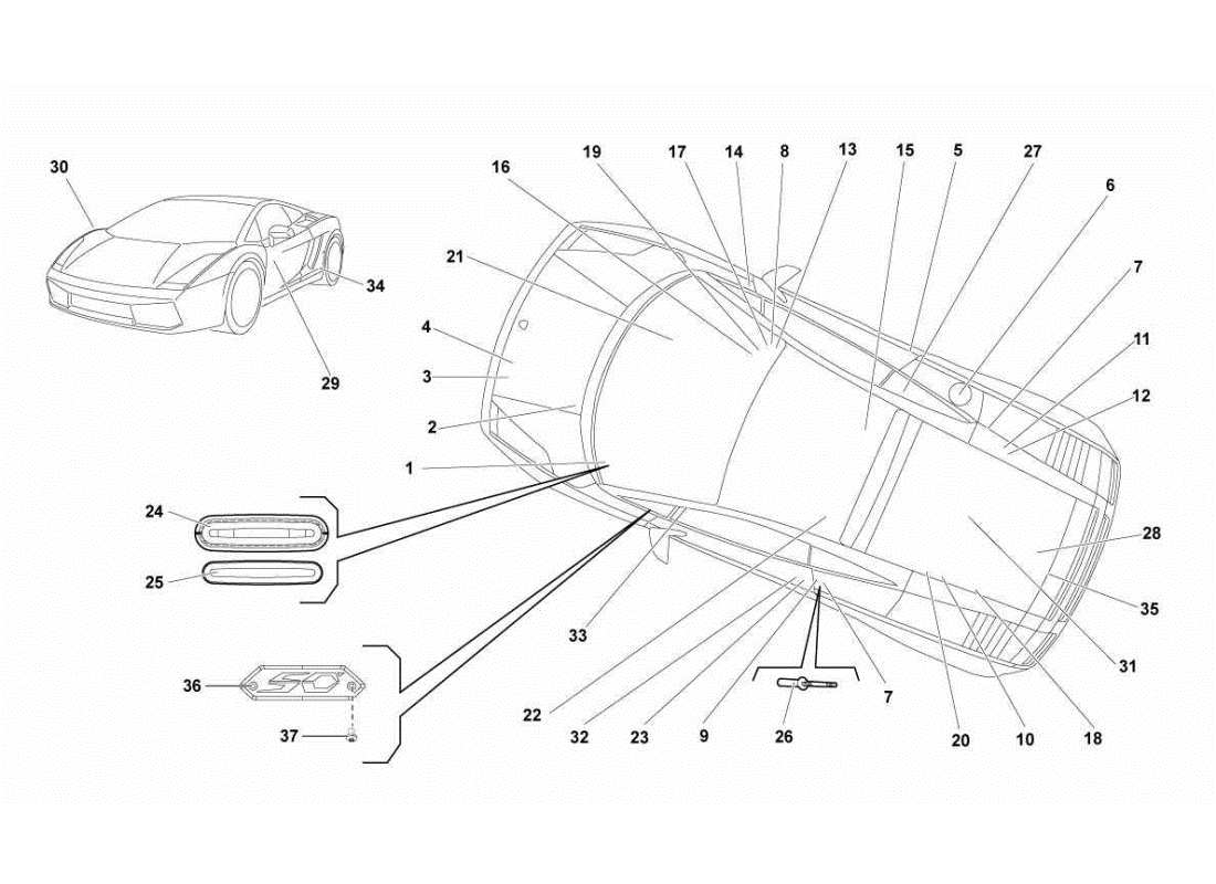 LAMBORGHINI GALLARDO STS II SC NAMEPLATES PART DIAGRAM lamborghini gallardo sts ii sc nameplates part diagram