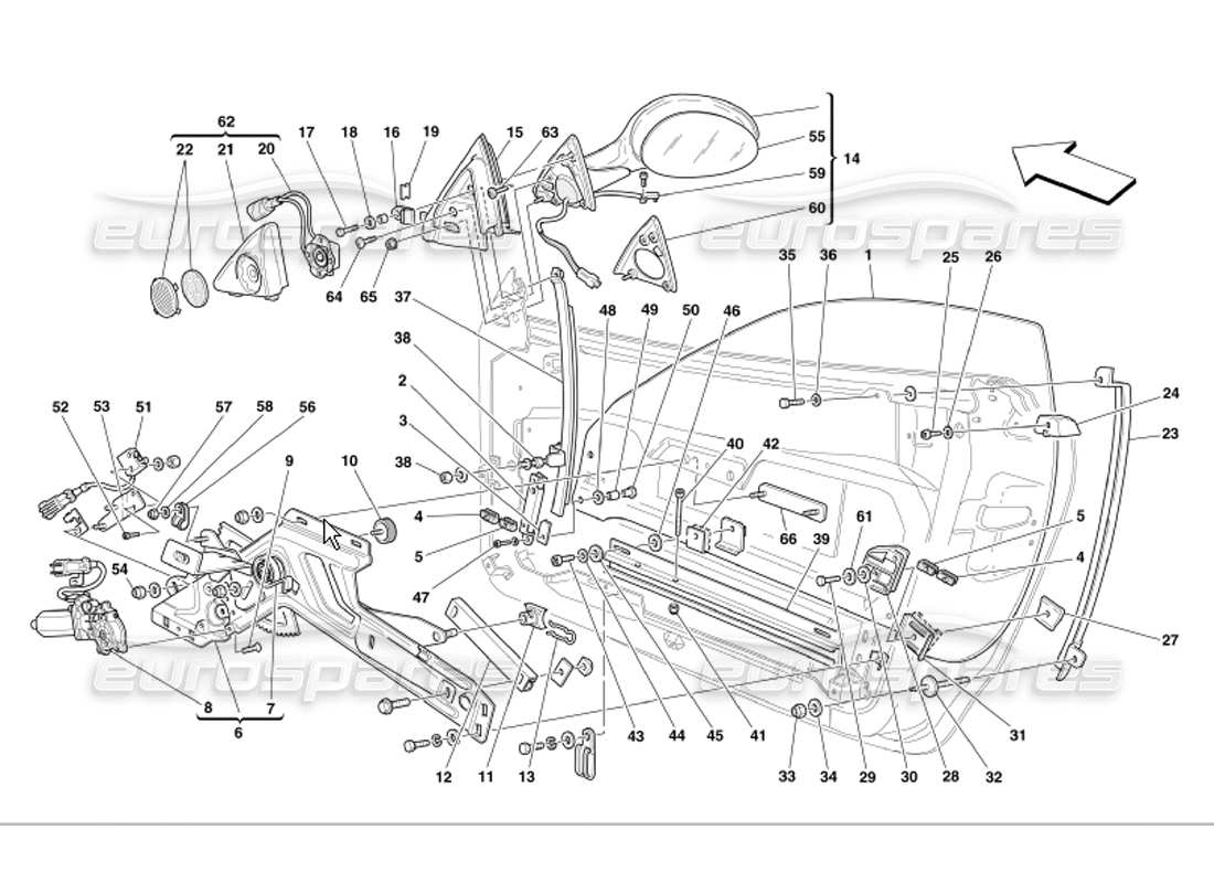 ferrari 360 modena doors power window and rearview mirror part diagram