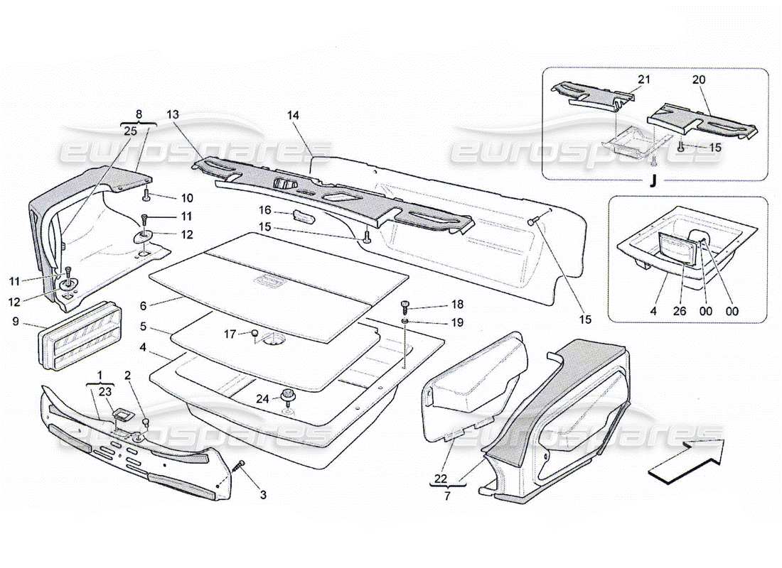 maserati qtp. (2010) 4.2 luggage compartment mats parts diagram
