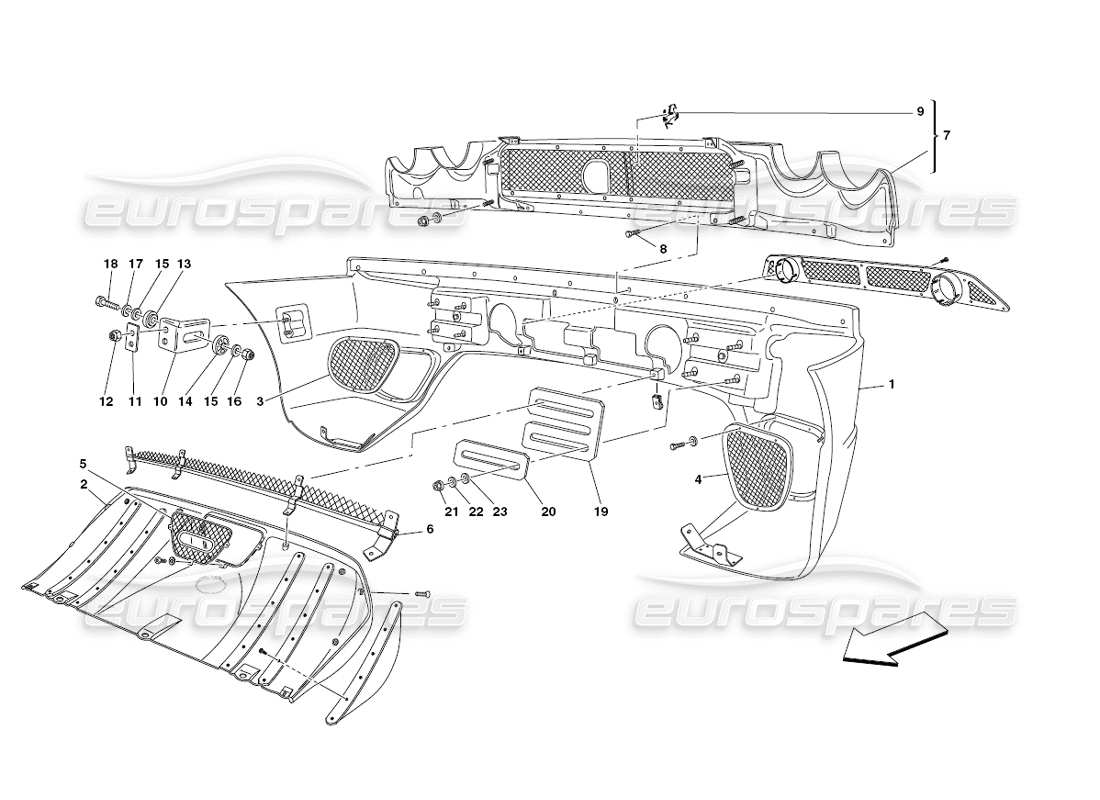 ferrari 430 challenge (2006) rear bumper parts diagram