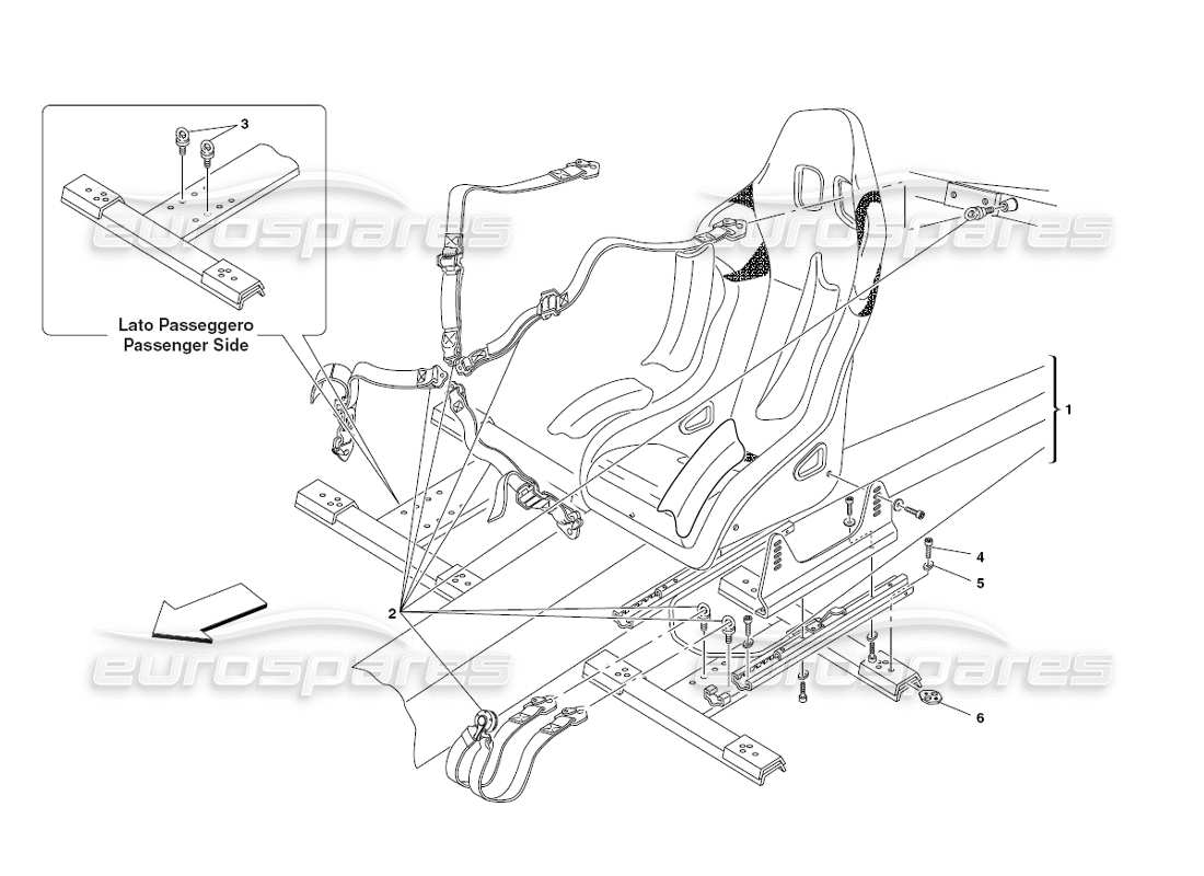 ferrari 430 challenge (2006) racing seat parts diagram