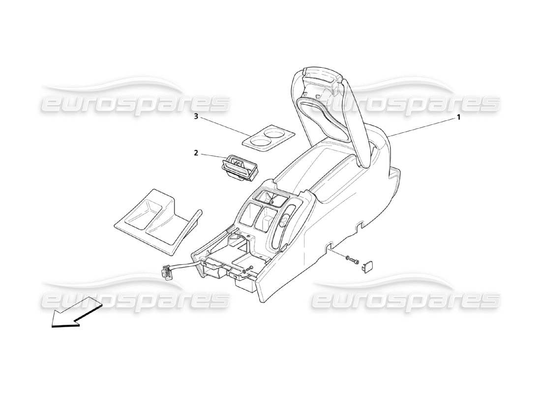 maserati qtp. (2003) 4.2 tunnel and accessories compartment part diagram