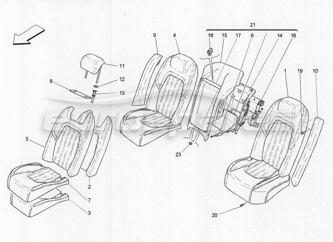 maserati qtp. v8 3.8 530bhp 2014 auto rear seats: trim panels part diagram