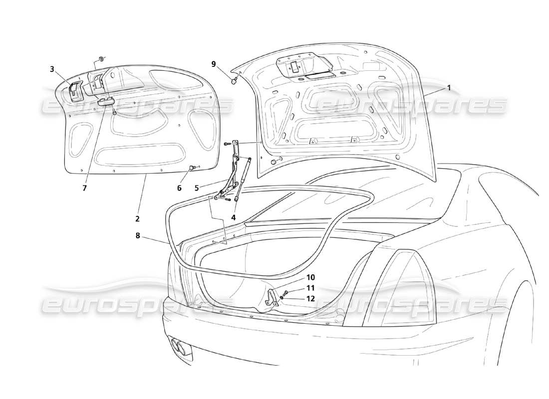 maserati qtp. (2003) 4.2 rear hood part diagram