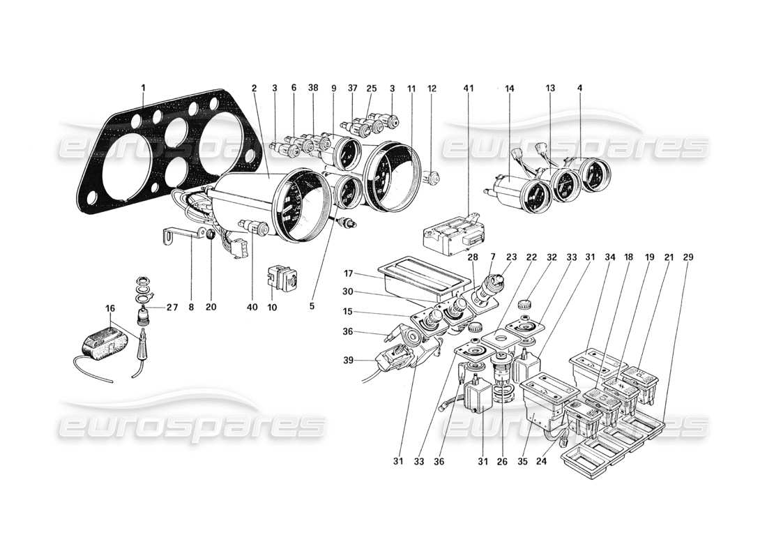 ferrari 328 (1985) instruments and accessories parts diagram