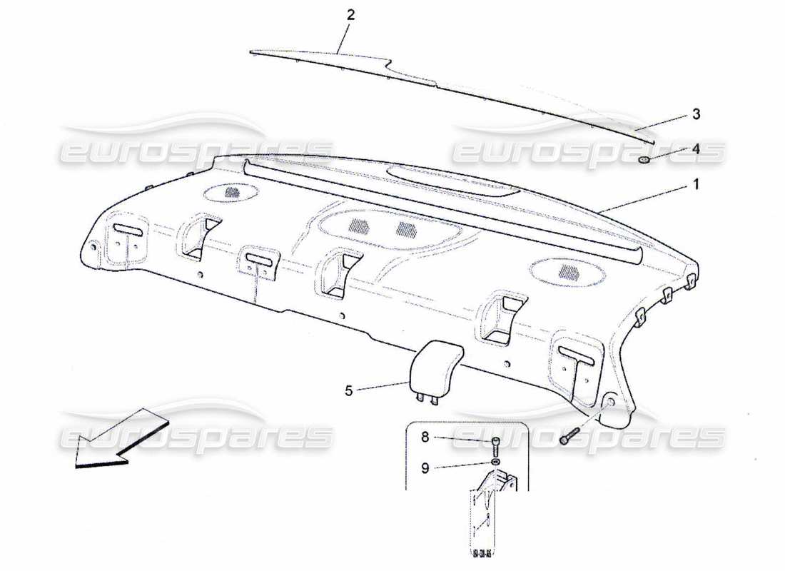 maserati qtp. (2010) 4.7 rear parcel shelf part diagram