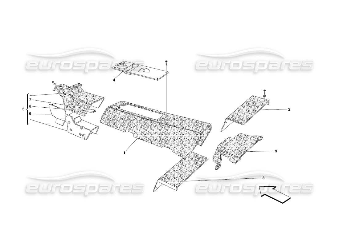 ferrari 430 challenge (2006) tunnel - framework and accessories parts diagram