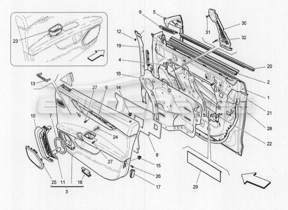 maserati qtp. v8 3.8 530bhp 2014 auto front doors: trim panels part diagram