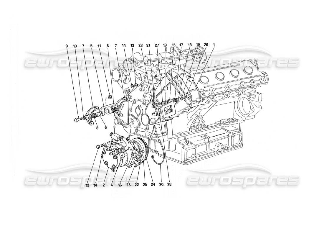 ferrari 328 (1985) air conditioning compressor and controls (not for u.s. version) part diagram