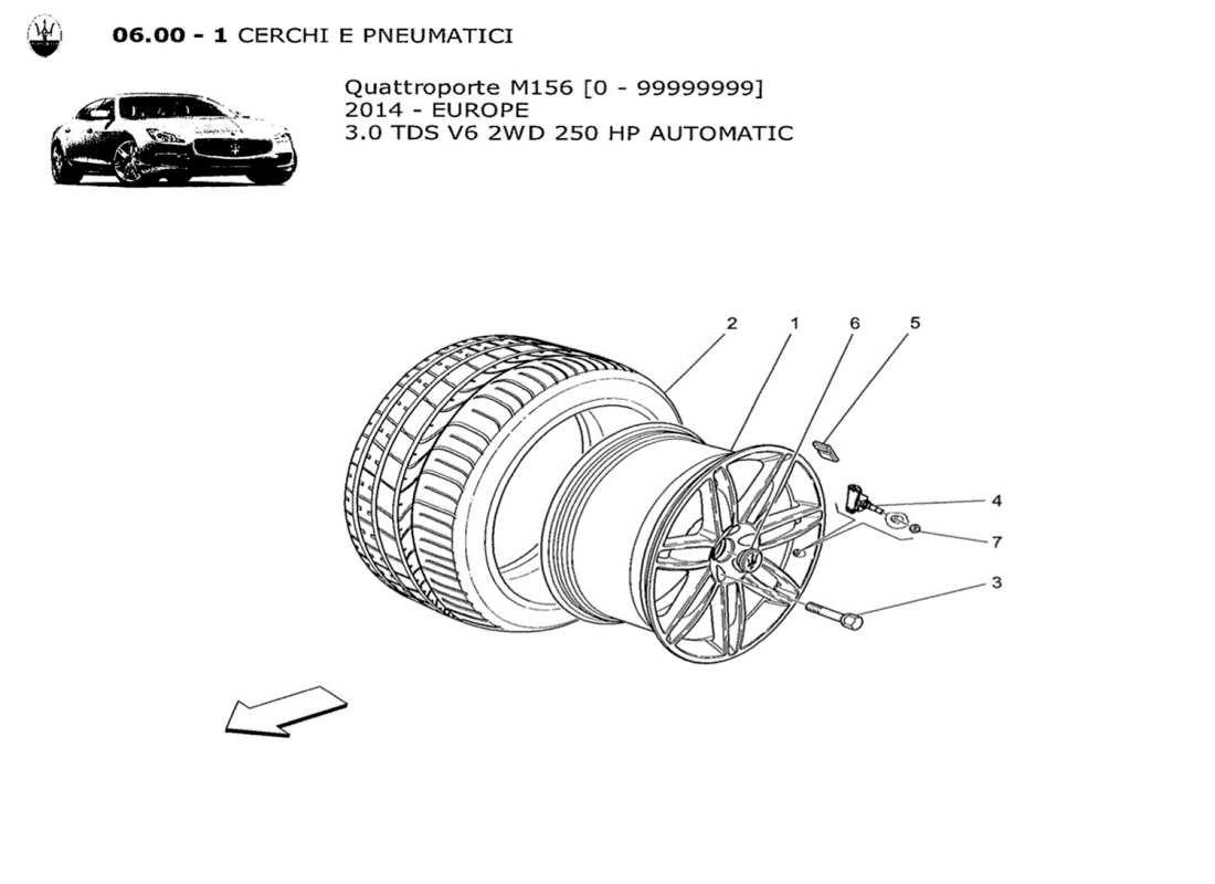 maserati qtp. v6 3.0 tds 250bhp 2014 wheels and tyres parts diagram