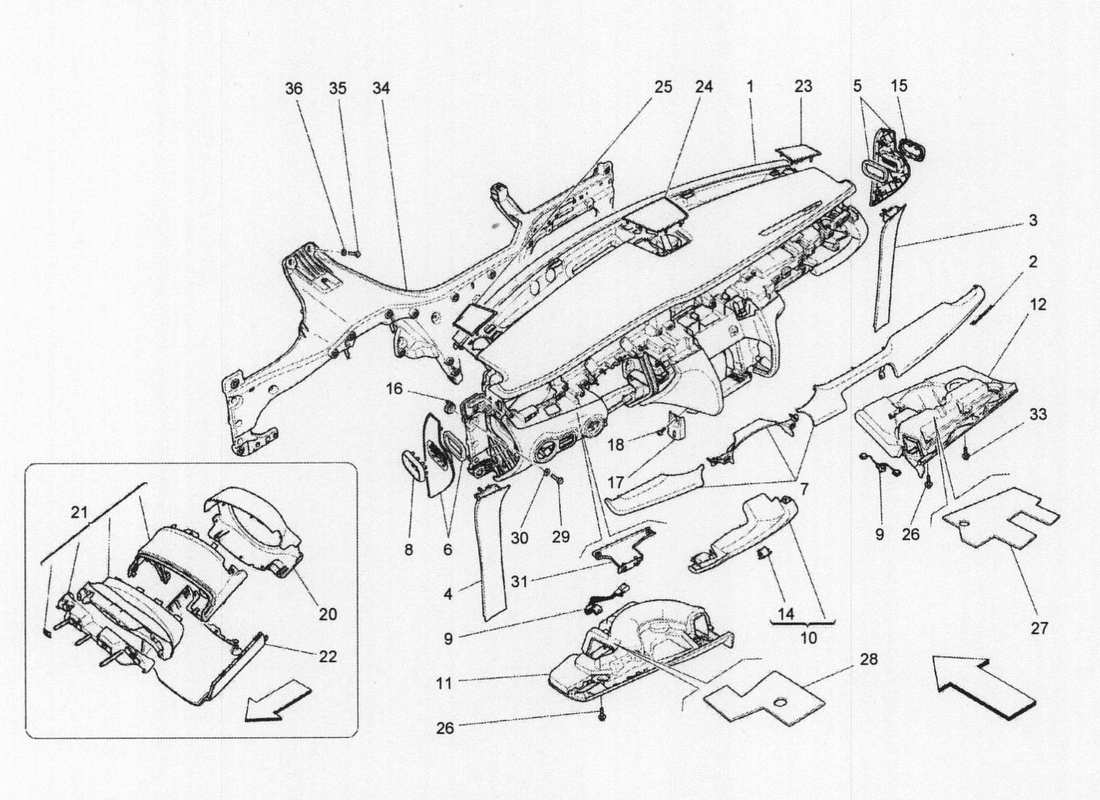 maserati qtp. v6 3.0 bt 410bhp 2wd 2017 dashboard unit part diagram