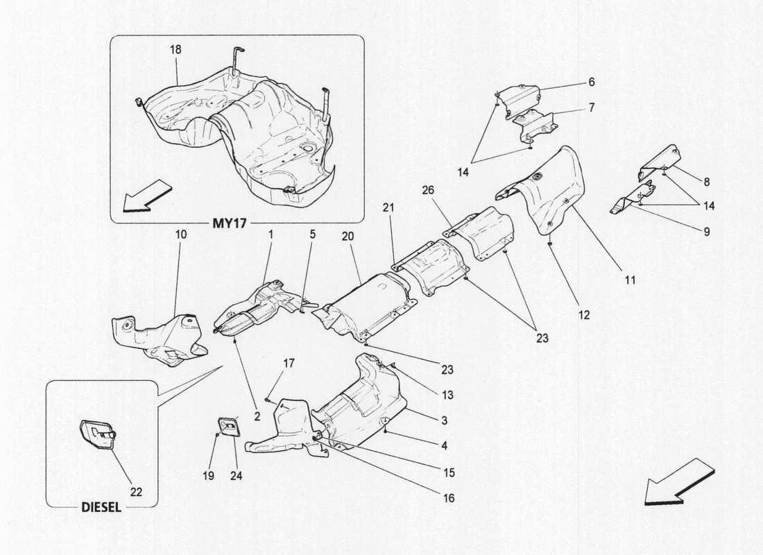 maserati qtp. v6 3.0 bt 410bhp 2wd 2017 thermal insulating panels part diagram