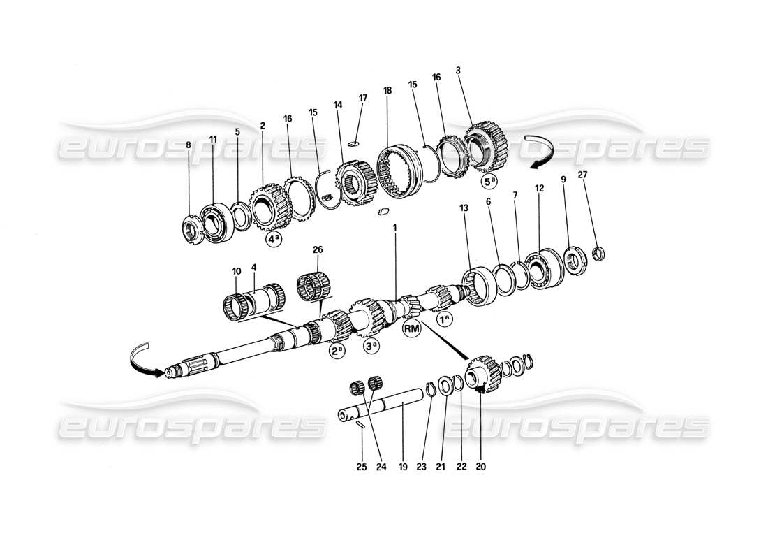 ferrari 328 (1985) main shaft gears part diagram