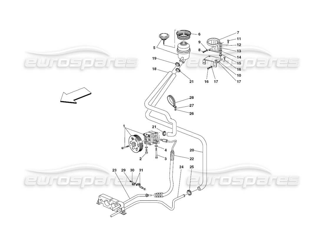 ferrari 430 challenge (2006) hydraulic steering pump and tank parts diagram