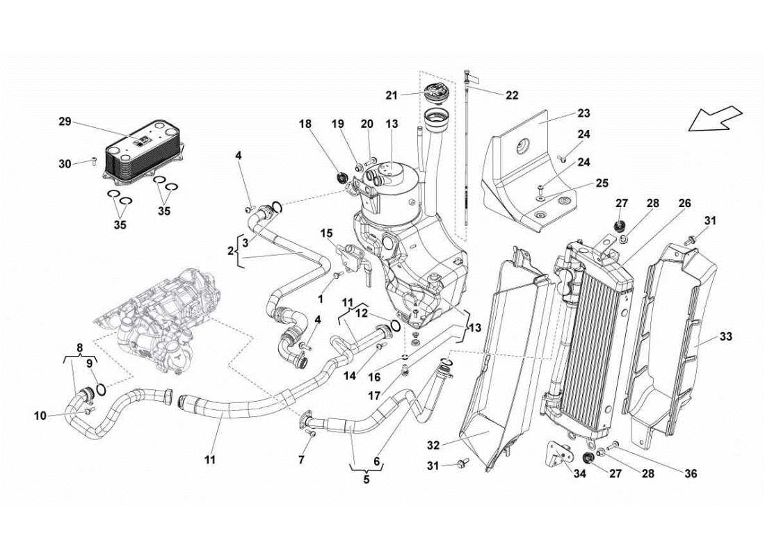 LAMBORGHINI GALLARDO STS II SC OIL SYSTEM RADIATOR PART DIAGRAM lamborghini gallardo sts ii sc oil system radiator part diagram
