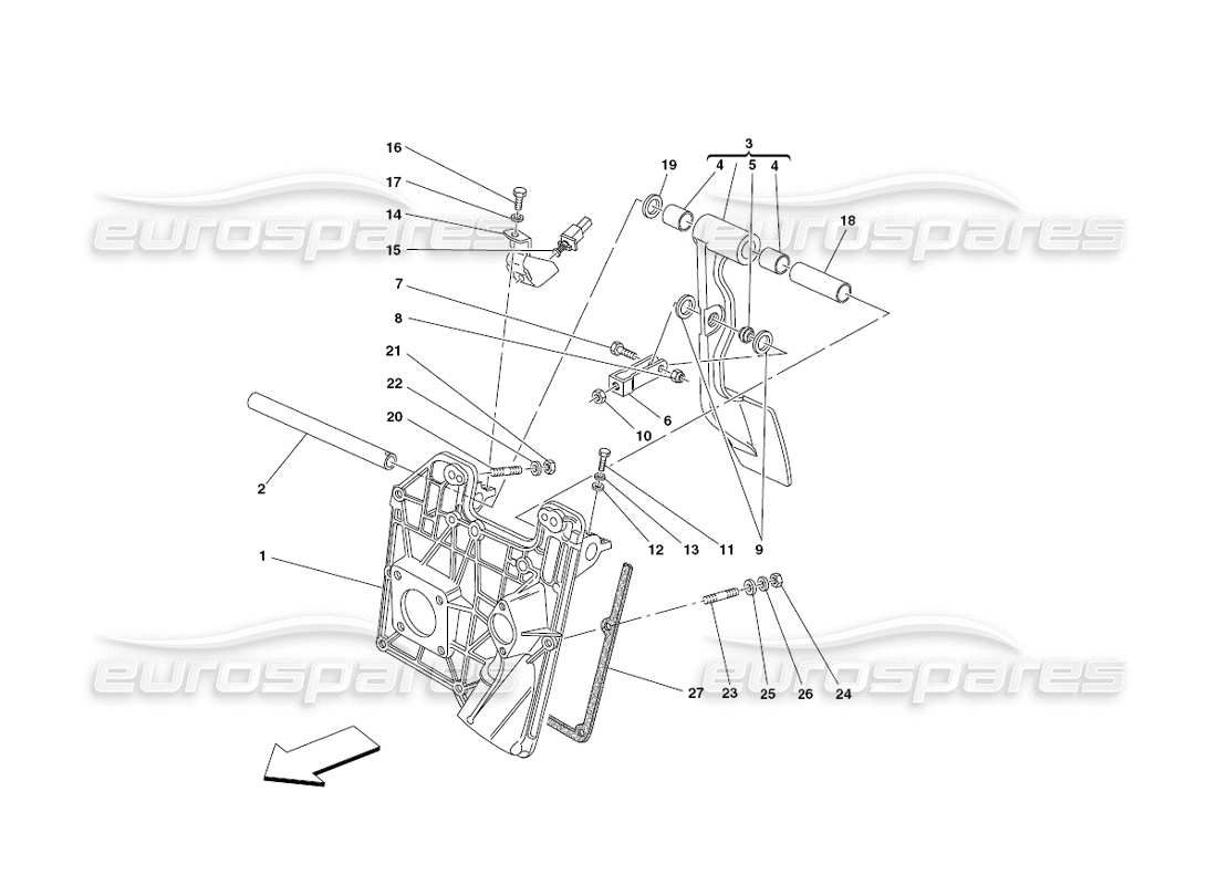 ferrari 430 challenge (2006) pedals parts diagram